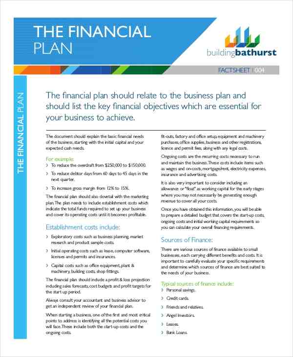 What is the purpose of a financial plan?